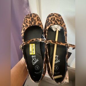 Art Class Leopard Print Mary Jane Flats kids size 3 new